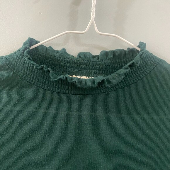 Intimately Free People Lightweight Ruffle Neck Top - Emerald Green L - Picture 3 of 7